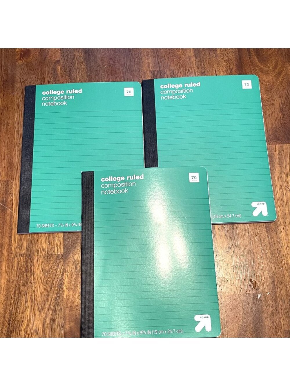 3PK College Ruled Composition Notebook 70 Sheets 7.5" X 9.75" Paper Green Cover
